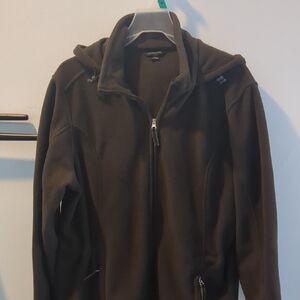 Lands End Women's Fleece Jacket, Size XL In Chocolate Brown